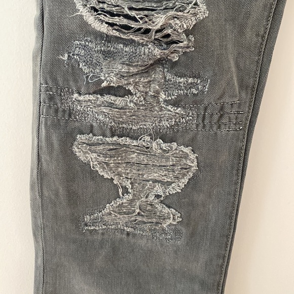 NSF Straight Slouch Size 25 Dark Grey Distressed Jeans - Picture 3 of 7